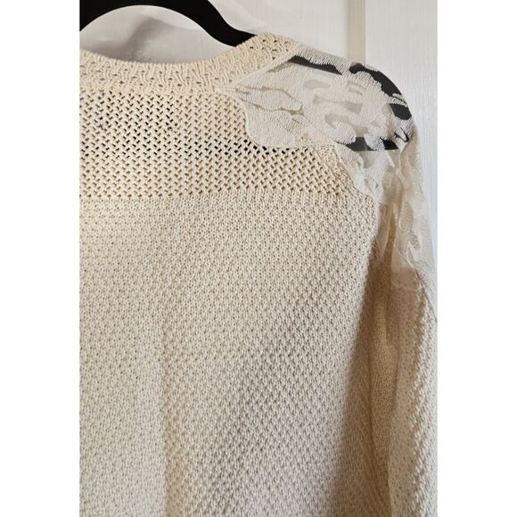 Absolutely stitch fix laced shoulder sweater women tan‎  Sz L - Picture 5 of 8